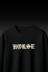 Black Embroidered Horse Graphic Unisex T-shirt