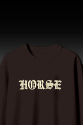 Brown Embroidered Horse Graphic Unisex T-shirt