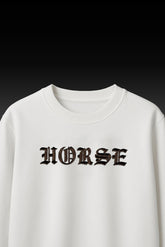 White Embroidered Horse T-shirt