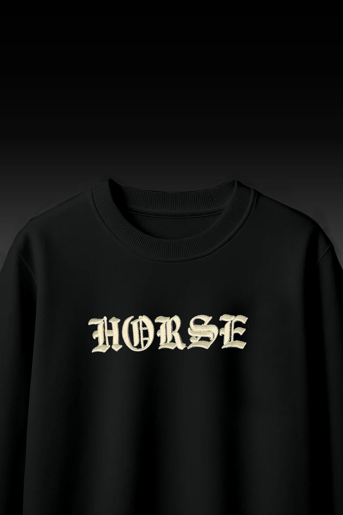 Black Embroidered Horse Graphic Unisex T-shirt