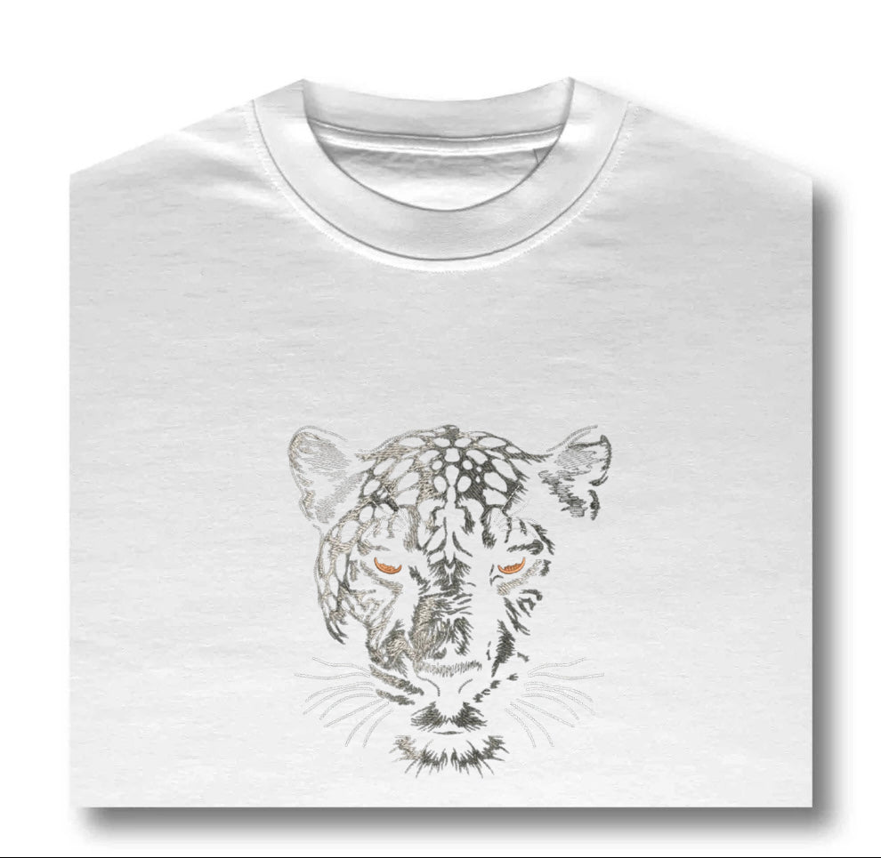 Midnight Stare – Embroidered Panther T-Shirt