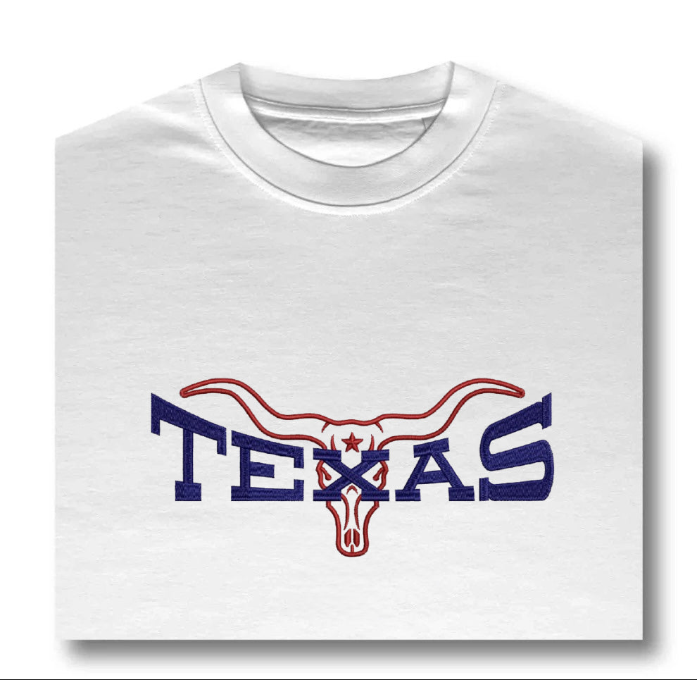 Texas Pride – Embroidered Longhorn T-Shirt