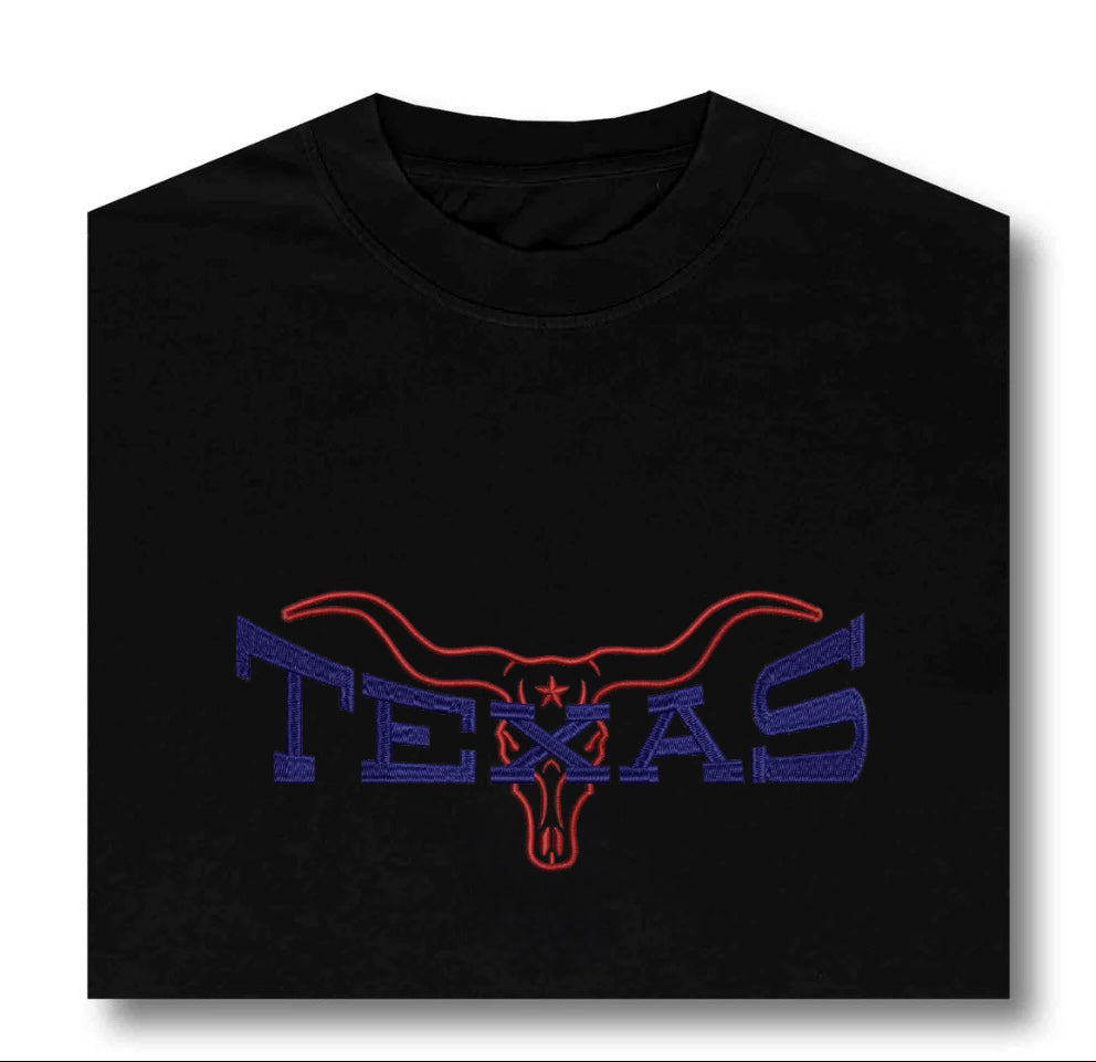 Texas Pride – Embroidered Longhorn T-Shirt