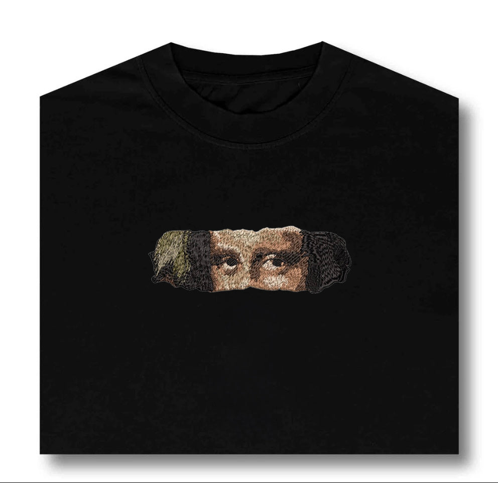 Eyes of Mystery – Embroidered Artistic T-Shirt