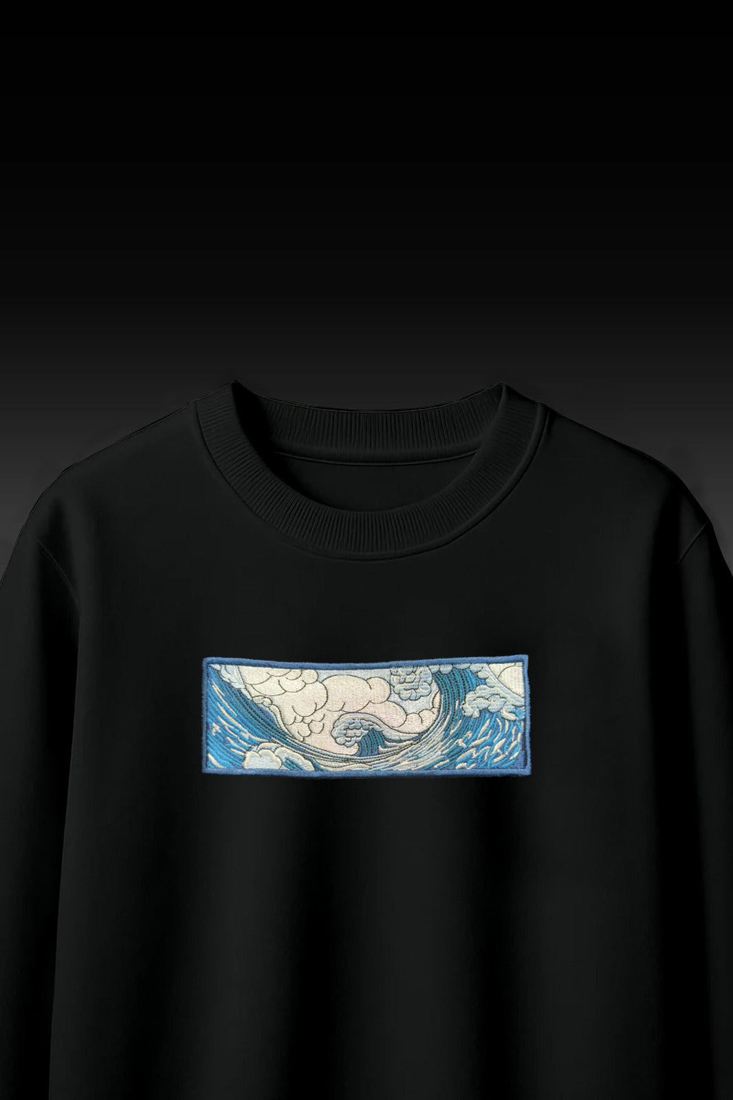 Black Wave Embroidered T-shirt