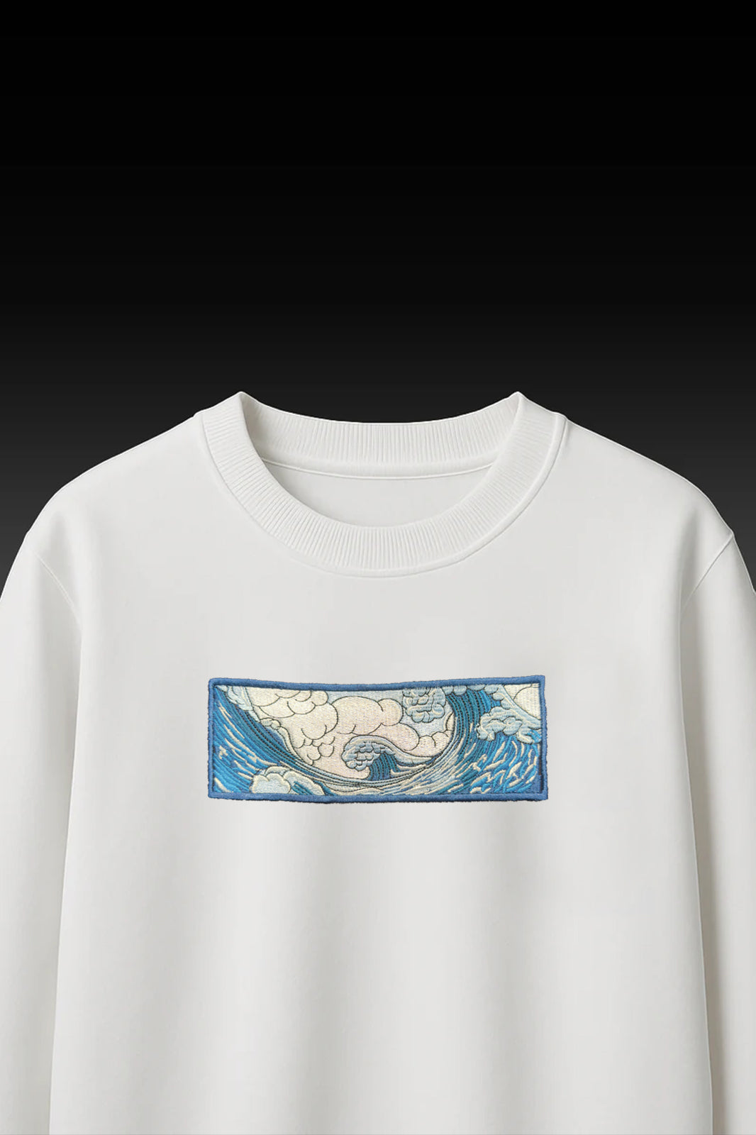 White Wave Embroidered T-Shirt