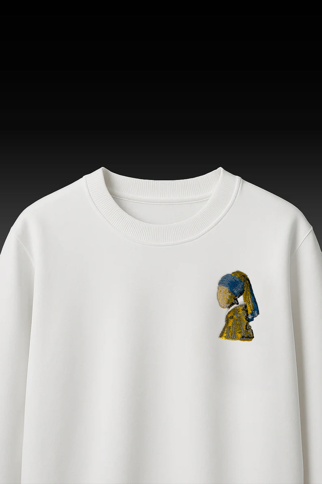 Girl with a Pearl Earring Embroidered White T-Shirt